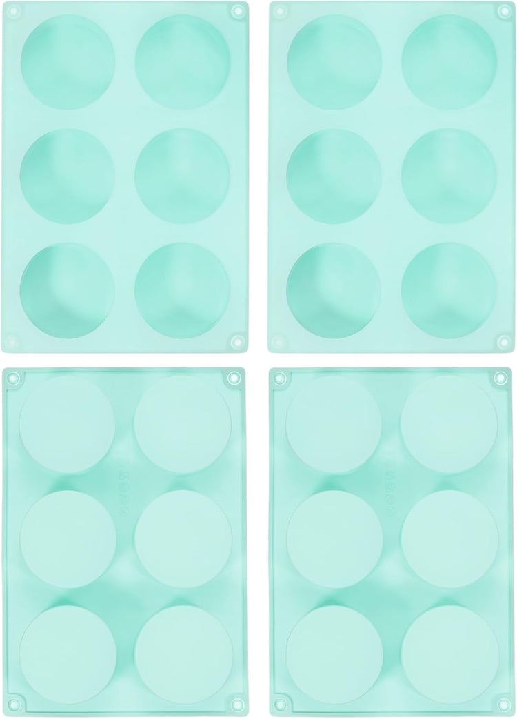 uxcell 4pcs Silicone Muffins Pan, 6 Cup Silicone Cupcake Pan Nonstick Baking Tray for Muffins, Cupcakes, Dishwasher Safe, Green