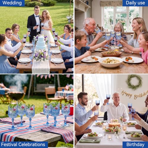 96 Pcs 7oz Plastic Vintage Wine Glasses Drinking Goblets Unbreakable Crystal Water Glassware Reusable Diamond Champagne Flutes Cups for Wedding Banquet Birthday Party Supplies (96 Count)