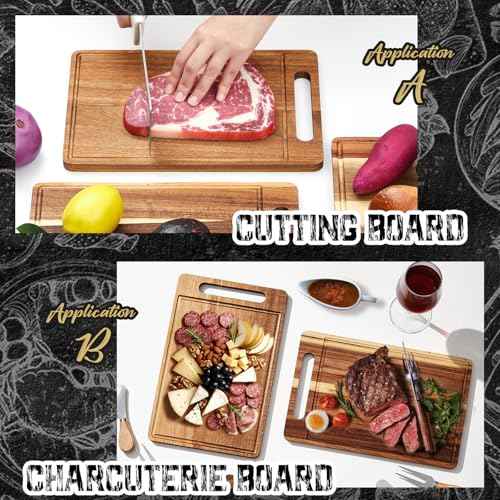 10 Pcs Bulk Wood Cutting Board with Handle 12 x 7.8 Inch Acacia Wooden Kitchen Serving Chopping Boards for Pizza (10 Count)