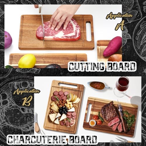 30 Pcs Bulk Wood Cutting Board with Handle 12 x 7.8 Inch Acacia Bamboo Wooden Kitchen Serving Chopping Boards for Pizza (30 Count)
