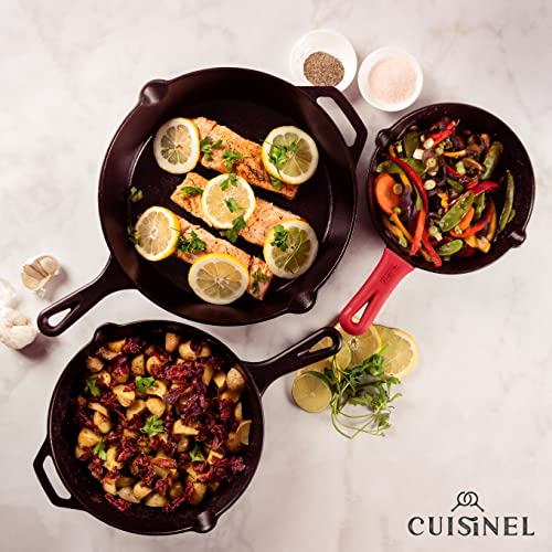 Cast Iron Skillet Set (12"+10"+8")