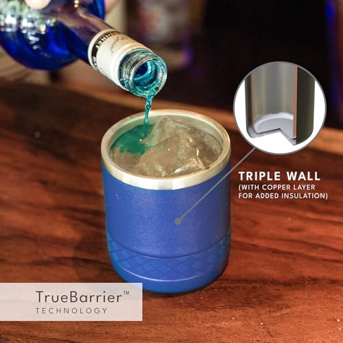 Recess Lowball 10oz Stainless Steel Tumbler Whiskey Glass w (10 Ounces / Royal Blue)