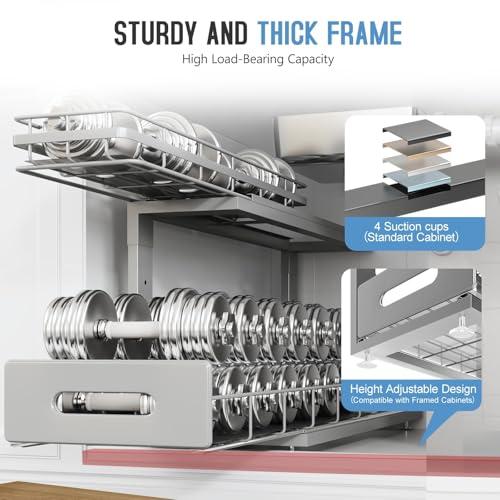 Under Sink Organizer Upgrade To Professional Rails (Gun Gray / 2 Pack-21"Dx12.8"-16.9"H)