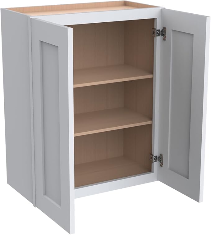 Wall-Mounted Cabinet – Solid Wood Shaker Style Medicine Cabinet with Adjustable Shelves & Soft-Close Doors for Bathroom, Kitchen, and Office Storage (White, 42" W x 12" D x 36" H)