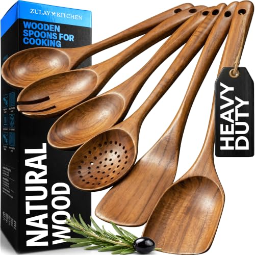 6 Piece Wooden Spoons for Cooking (6 Piece)