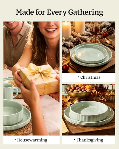 Stoneware Dinnerware Set with Pasta Bowls (24 Count)