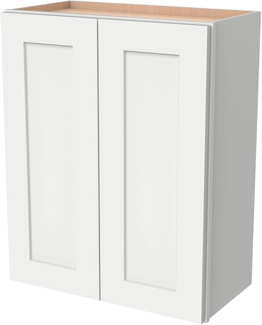 Wall-Mounted Cabinet – Solid Wood Shaker Style Medicine Cabinet with Adjustable Shelves & Soft-Close Doors for Bathroom, Kitchen, and Office Storage (Origami White, 30" W x 12" D x 30" H)