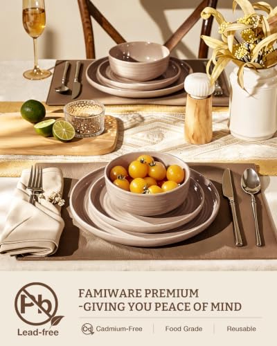 Stoneware Dinnerware Sets for 6 (Cinnamon Brown)