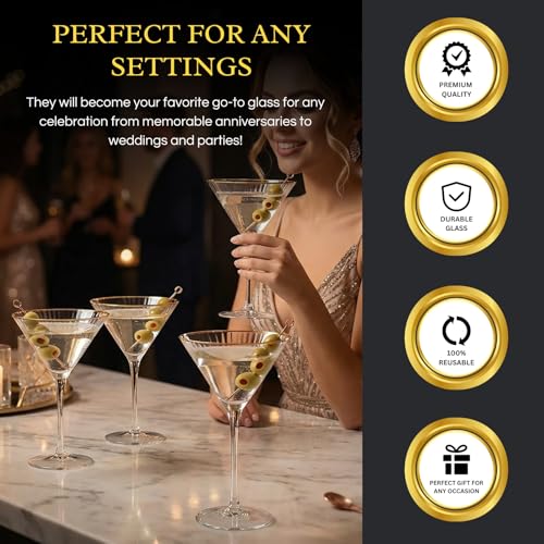 Gold Rim Martini Glasses