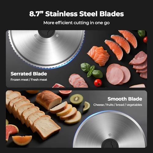 Meat Slicer Two 8.7” Stainless Steel Blades (L / Silver)