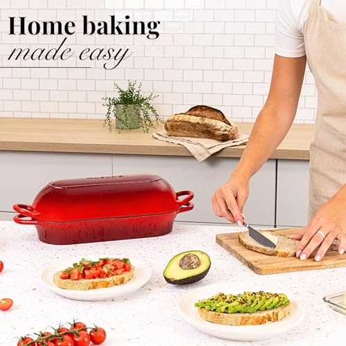 Enamelled Cast Iron Bread Loaf Pot (34cm x 16cm / Red)