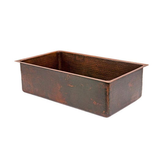 KSDB30199 30 Inch Hammered Copper Kitchen Single Basin Sink