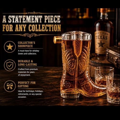 Western Cowboy Boot Whiskey Decanter 27oz