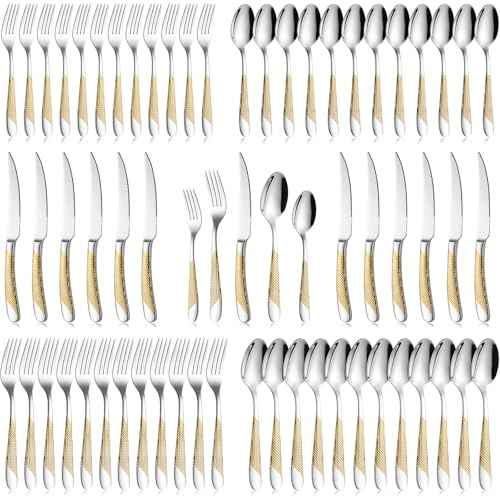 60 Piece Silverware Set Stainless Steel Flatware Sets for 12 (60 Count)