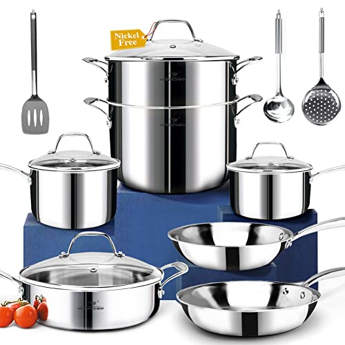 14 Piece Nickel Free Stainless Steel Cookware Set Whole