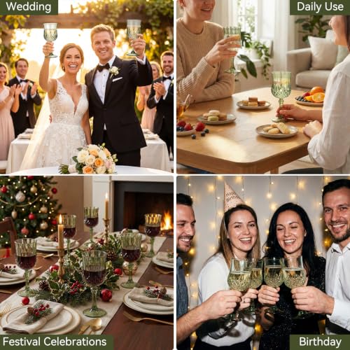 60 Pcs 7oz Plastic Vintage Wine Glasses Drinking Goblets Unbreakable Crystal Water Glassware Reusable Diamond Champagne Flutes Cups for Wedding Banquet Birthday Party Supplies (60 Count)