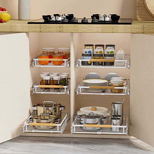 Pull Out Cabinet Organizer (L: 17.1~28" W x 22.5" D / Chrome-3pack)
