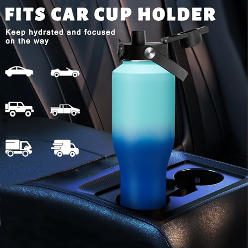 40 oz Insulated Water Bottle with Flip Straw & Auto Spout Lid for Camping (Caribbean Blue / 40 Ounces)
