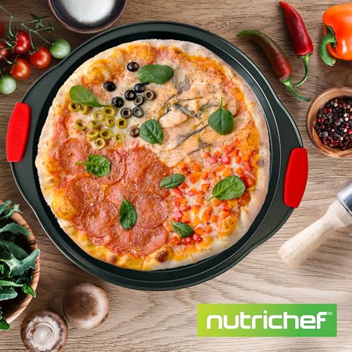Non Stick Pizza Tray with Silicone Handles (4 Count)