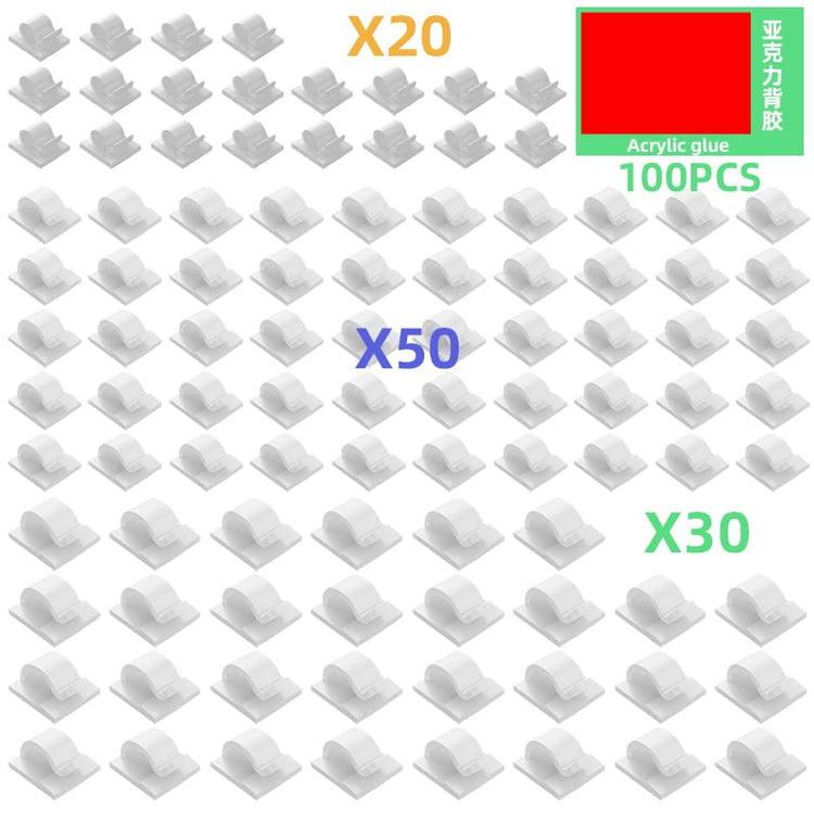 100 PCS White Adhesive Cable Clips Cord Organizer (100 Count)