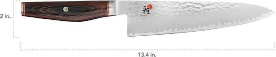 MIYABI Artisan 8-inch Chef’s Knife, Made in Japan, Sharp Hanbazuke Finish, Pakka Wood Handle