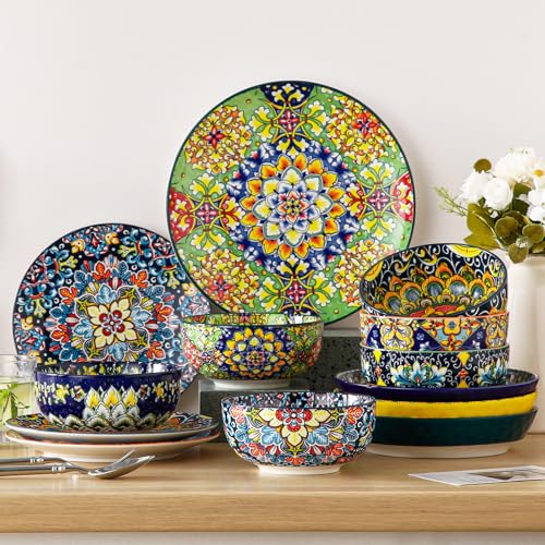 SIMI 28 oz Cereal Bowls Set of 6 (Bohemian Style / 28OZ)