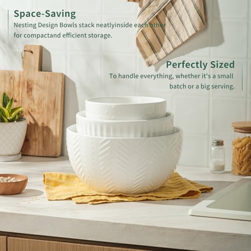 Ceramic Mixing Bowls Set (White)
