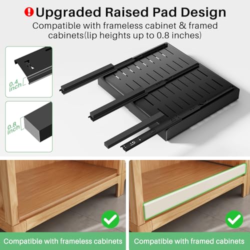 Pull out Cabinet Organizer (Black / 21"D×14"-24"W(2 Pack))