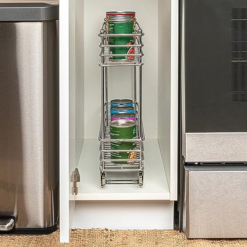 Chrome 2 Tier Sliding Cabinet Organizer (2-Tier / 5" - Extended)