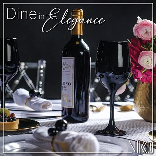 Black Wine Glasses Set of 6 Glasses Drinking Set Wine Glass (6 Count)