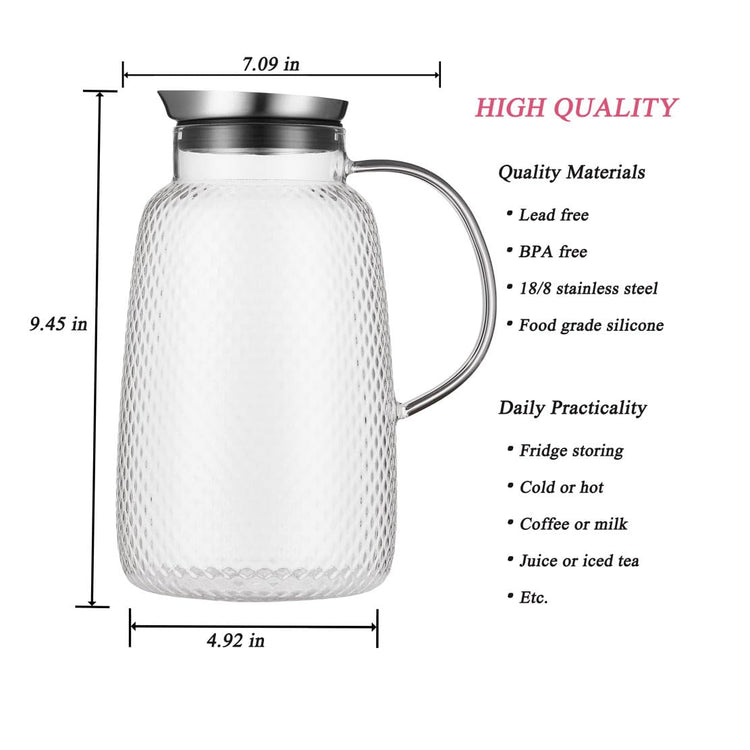 Pineapple Series 78 Oz Borosilicate Glass Pitcher with Lid
