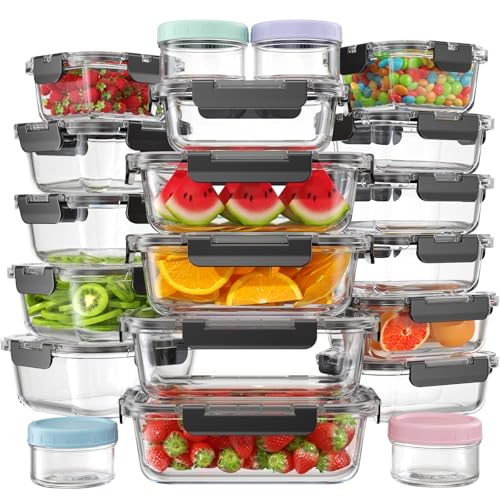 40 PCS Glass Food Storage Containers with Lids (40 PCS)