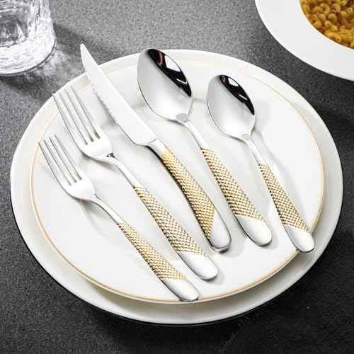 60 Piece Silverware Set Stainless Steel Flatware Sets for 12 (60 Count)