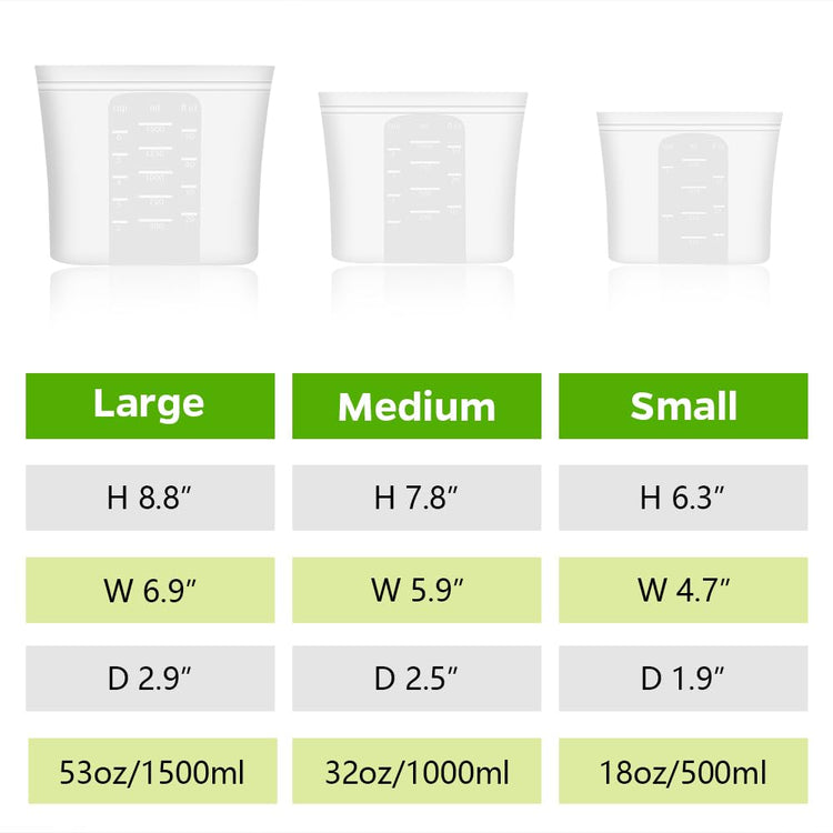 Reusable 100% Silicone Food Storage Bags