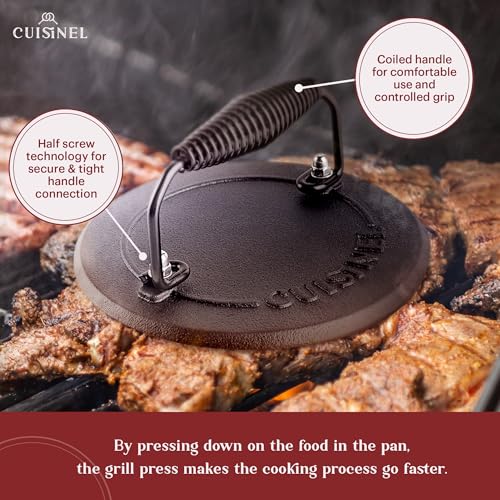Cast Iron Skillet + Grill Press + Scraper Set (Skillet + Grill Press / 12")