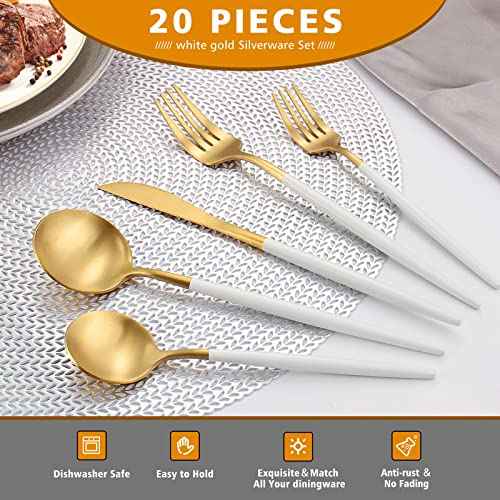 Matte White Gold Silverware Set