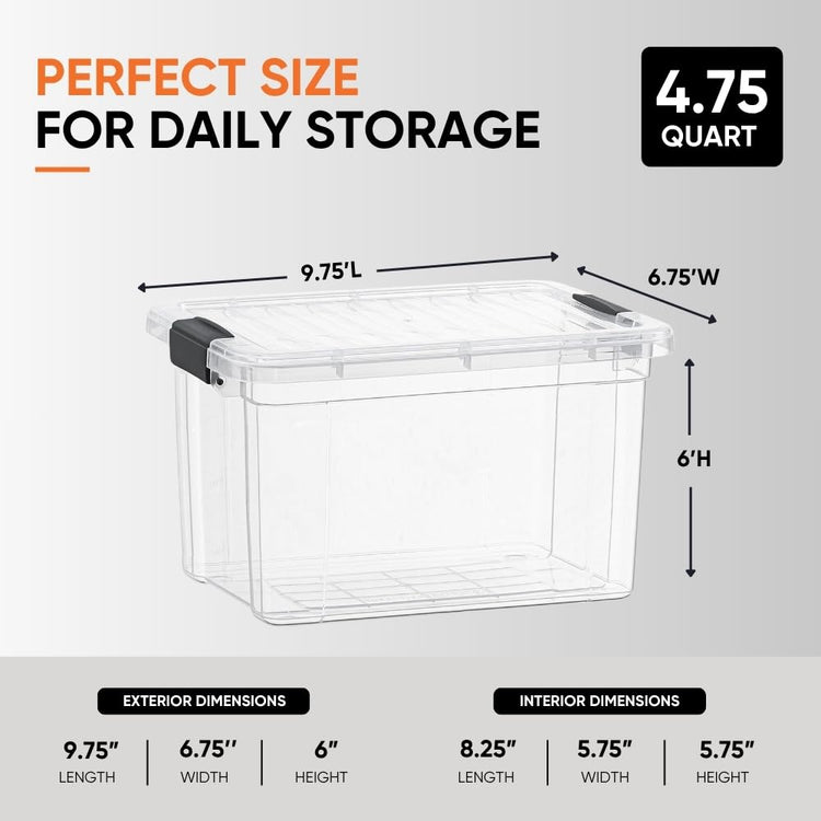 Small Clear Storage Boxes with Lids (4 Count)