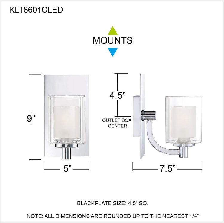 Kolt 1 Light Polished Chrome Wall Sconce