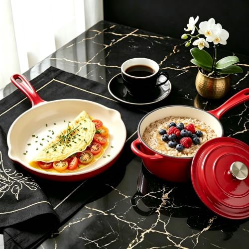 Nonstick Enameled Cast Iron Cookware Set