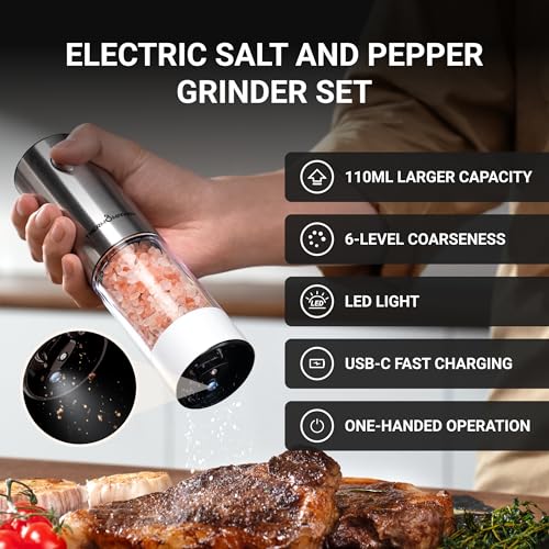 Electric Salt and Pepper Grinder Set (Large / Black/White)