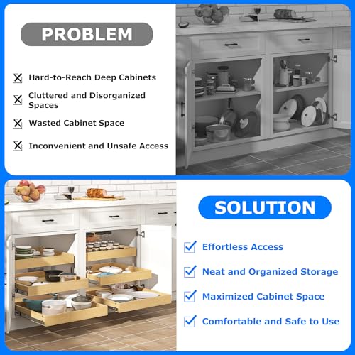 3 Tier Pull Out Cabinet Organizer with Soft Close (14''W x22''D / 3 Tiers)