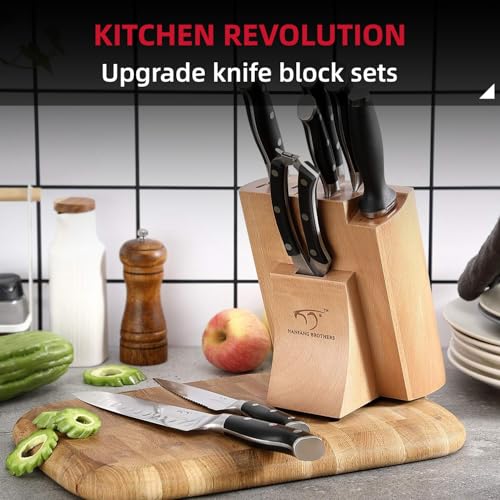 9 Piece Damascus Japanese Kitchen Knife Set with Block (9 Count)