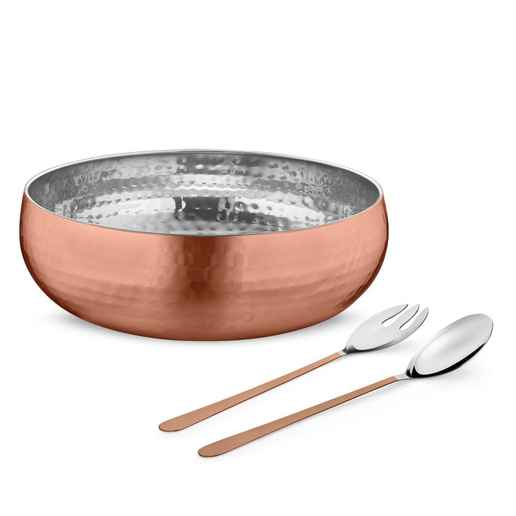 Set of 3 Premium Stainless Steel Salad Mixing Bowl Hammered Finish (3 Count)