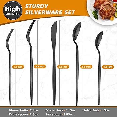 Matte Black Silverware Set for 8 (8 Count)