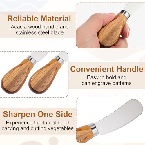 12 Set Acacia Wood Charcuterie Board with Knife Wooden Serving Tray with Groove Acacia Wood Cutting Board with Gift Box and Card for Wedding Baby Shower Housewarming Gift (12 Count)