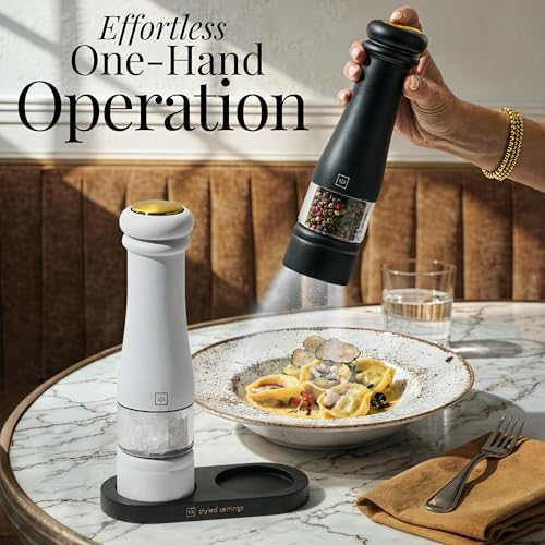 Electric Salt and Pepper Grinder Set (Black/White)