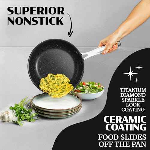 Ceraluxe 20Pc Pots and Pans Set Non Stick Ceramic Cookware Set (20 Count)