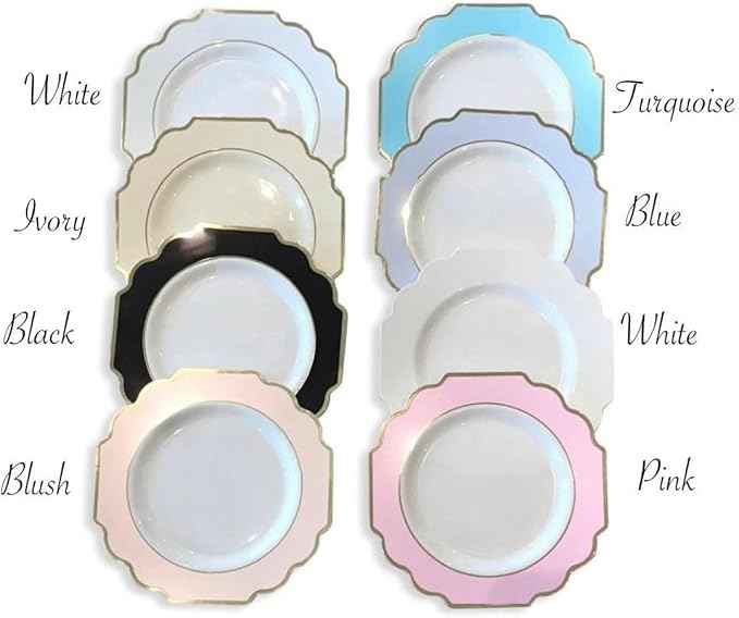 " OCCASIONS " 320 Piece set (40 Guests)-Heavyweight Wedding Party Disposable Plastic Plate Set - 40 x 10.5'' + 40 x 8'' + Silverware + Cups + Napkins (Imperial White & Gold)