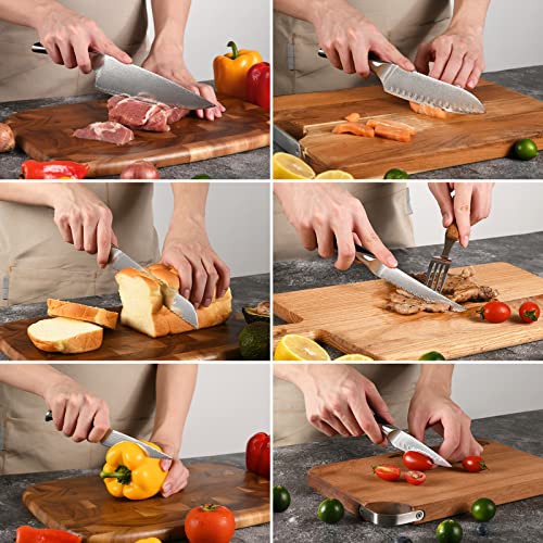 15 Piece Damascus Knife Set with Block (15 Count)