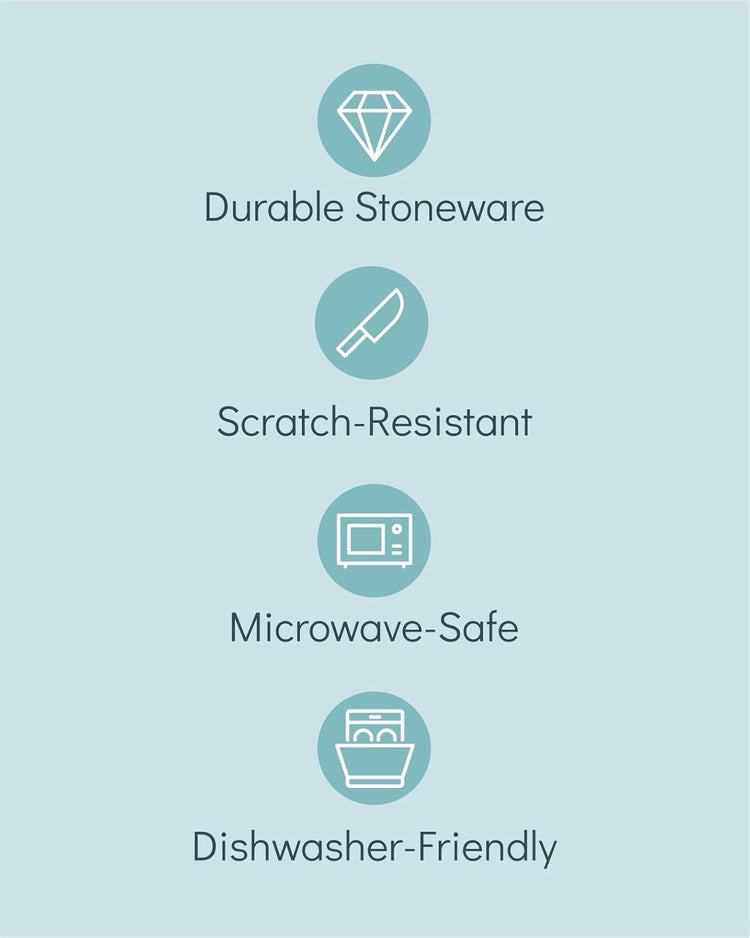 24 Piece Dinnerware Sets for 8 - Modern Style Stoneware Dinnerware Set - Microwave Safe Dinner Plates and Bowls Sets for 8, Ceramic Dish Set, Bowl and Plate Sets for 8, Beige Light Blue Set for 8…